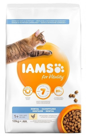 IAMS CAT ADULT DENTAL With Chicken - sausā barība kaķiem 10kg